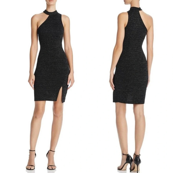 ✨NWT ASTR The Label Black Sparkle Danika Bodycon One Shoulder Mini Dress XS - Picture 11 of 11